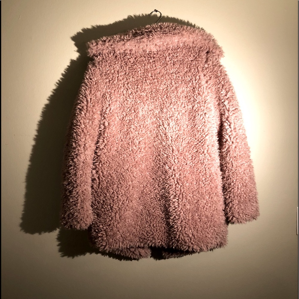 Pink oversized teddy jacket, size s, lightly worn